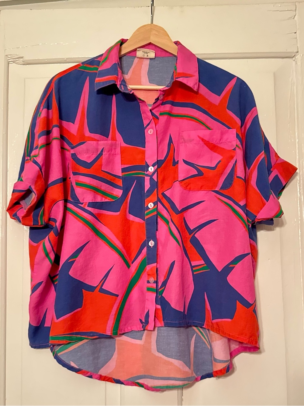 Stone Fox Swim Pink, Red & Blue Abstract Button-Down Shirt